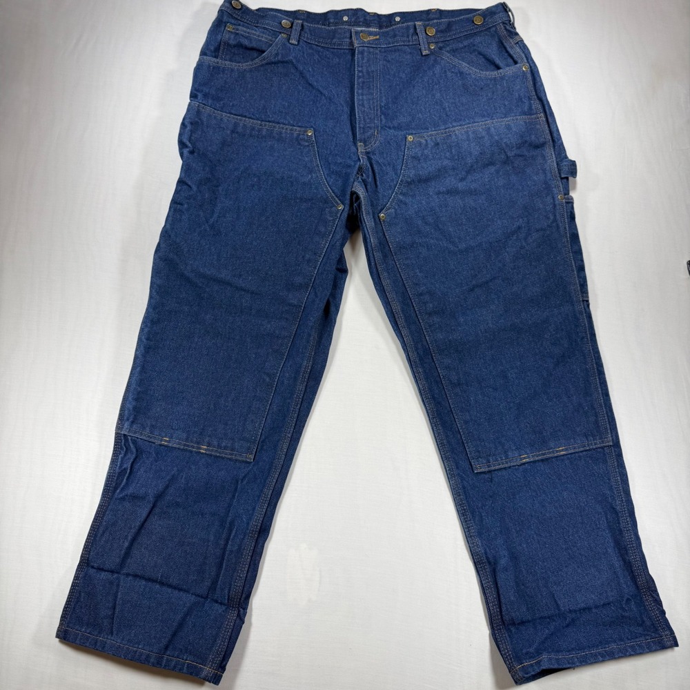 KEY Apparel Mens Denim Double-Front Logger Dungarees Dark Wash W42 L30 FS1124